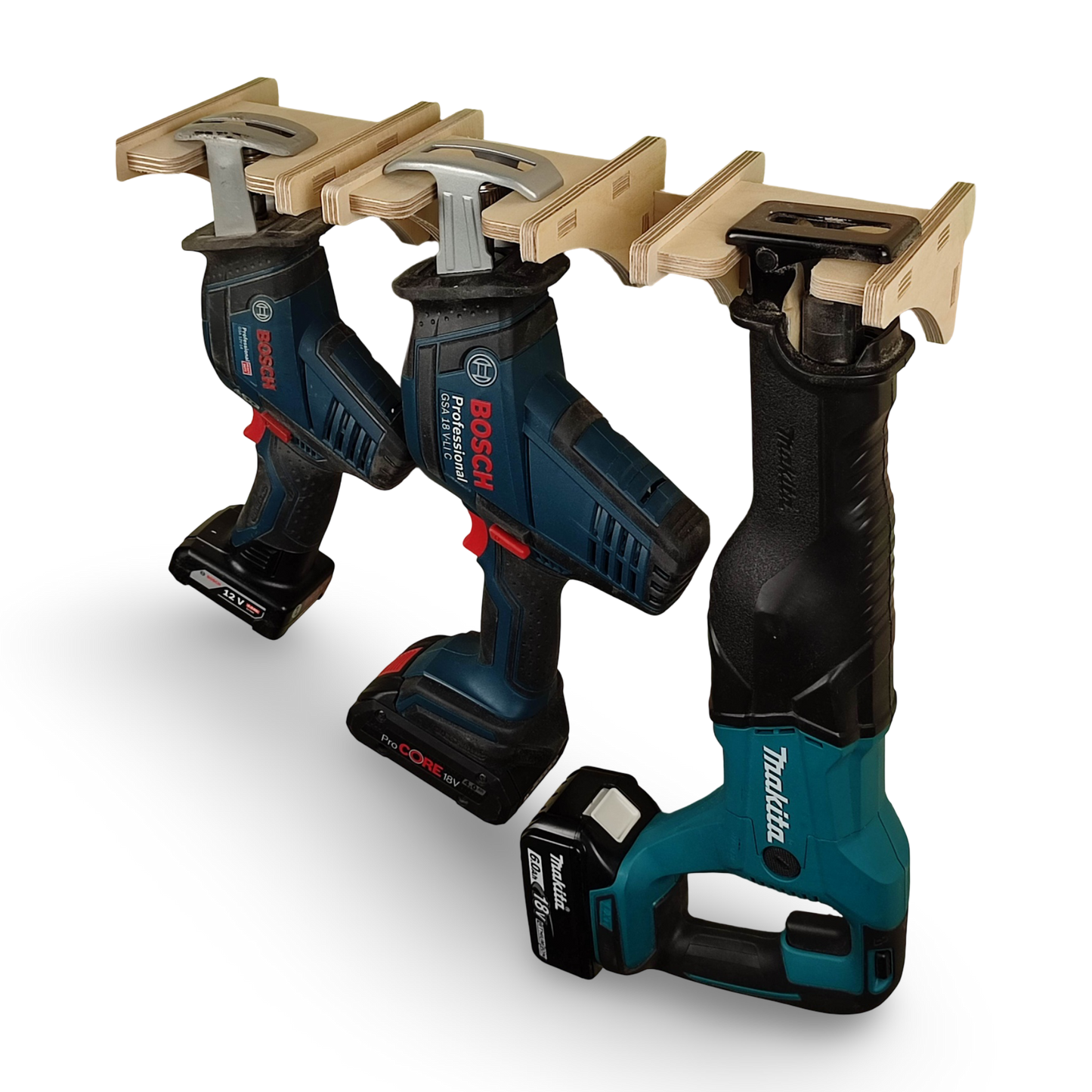 French Cleat Bosch 12V Säbelsägenhalter aus Holz für deine Werkzeuge