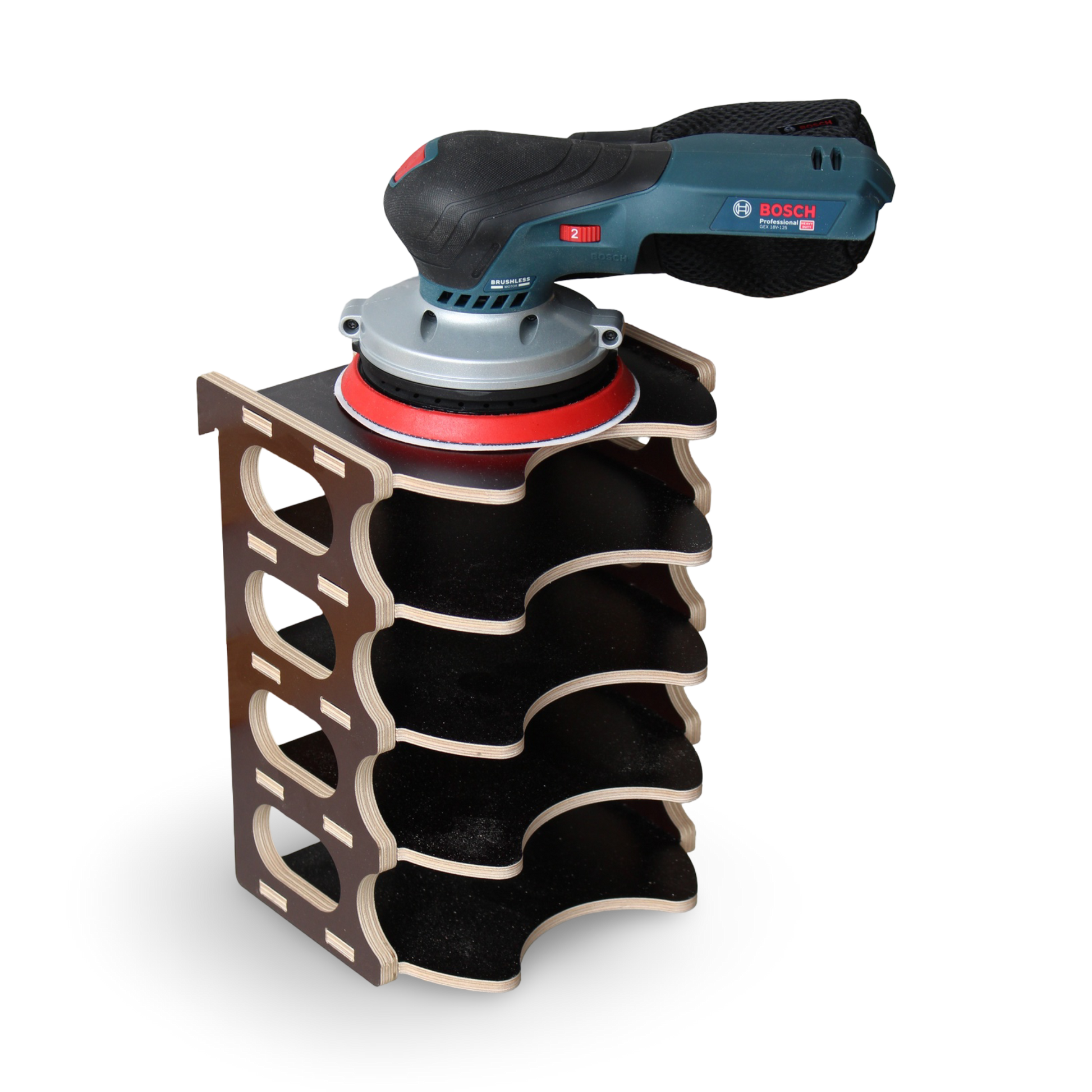 French Cleat Exzenterschleiferhalter aus Holz für deine Werkzeuge