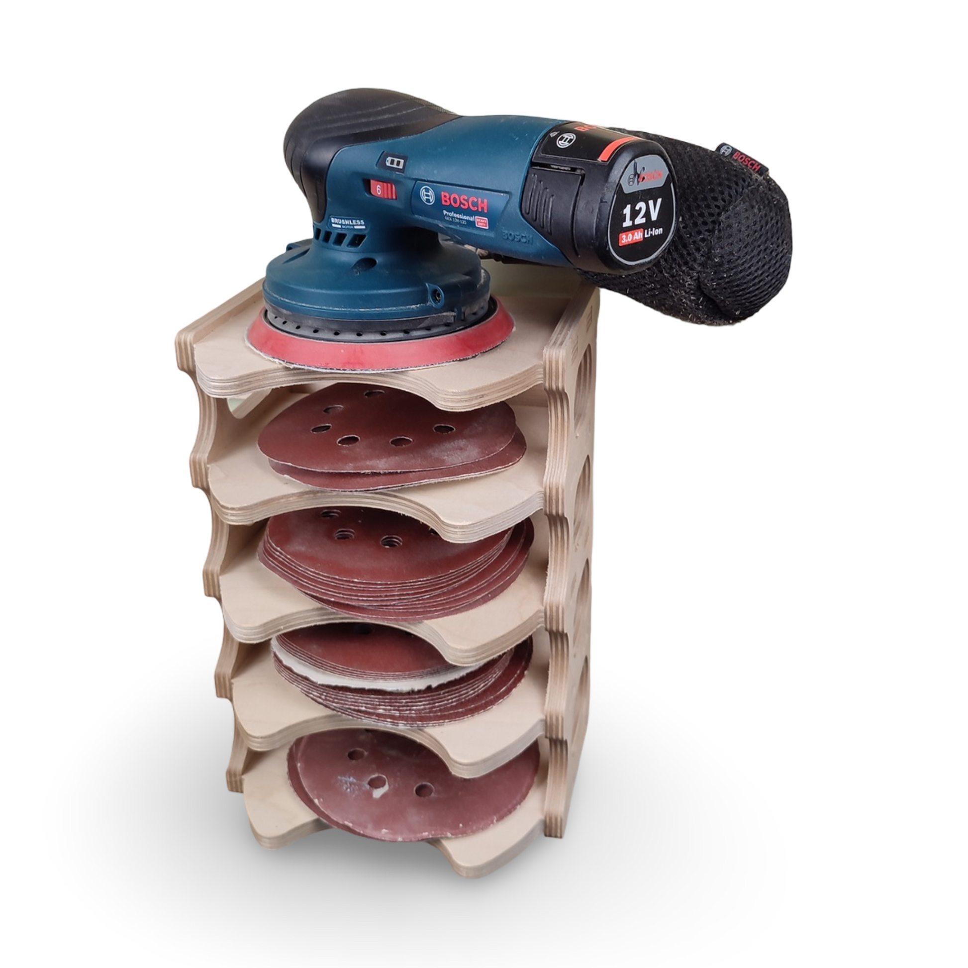 French Cleat Exzenterschleiferhalter aus Holz für deine Werkzeuge