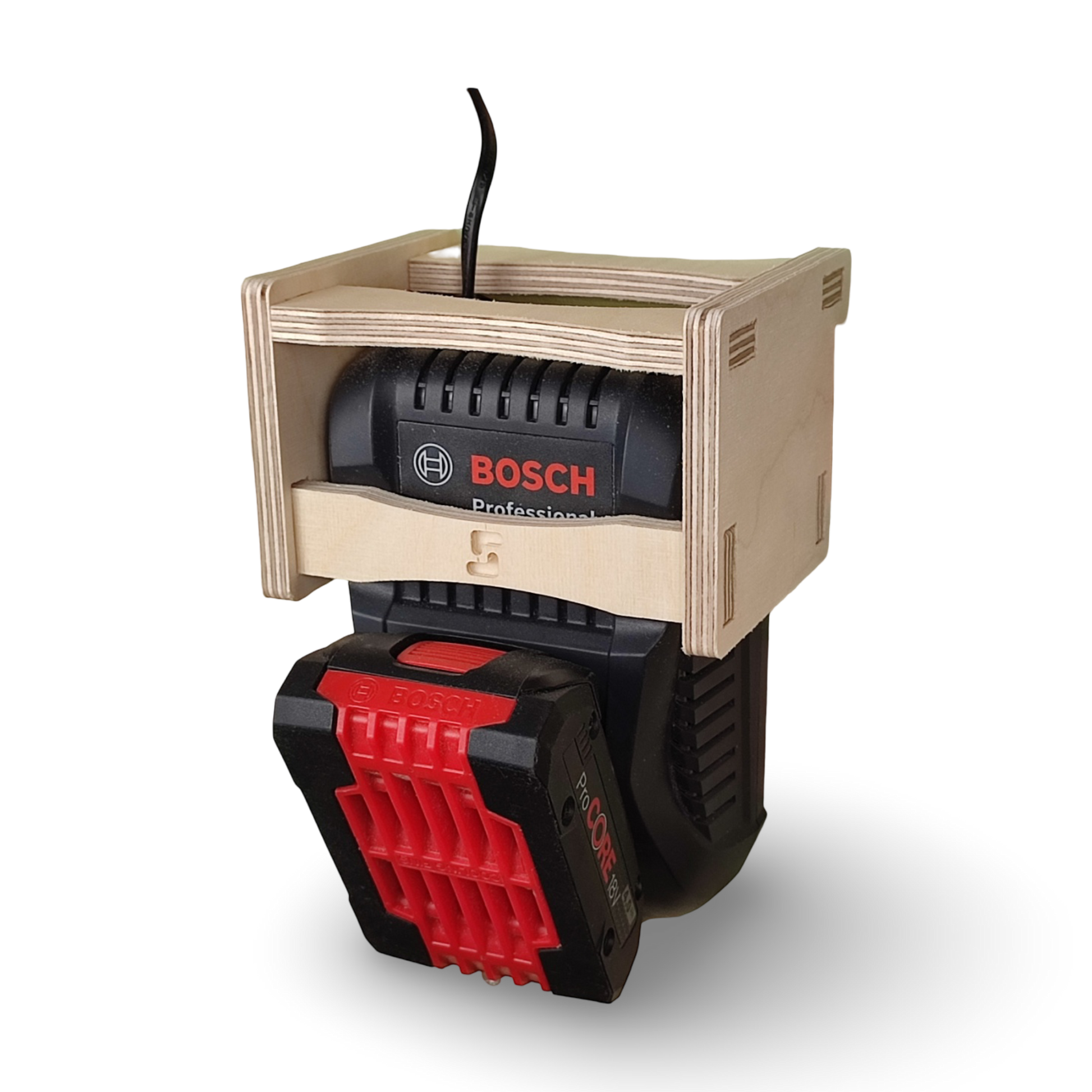 French Cleat Ladegeräthalter Bosch 18V GAL 1880 CV aus Holz für deine Werkzeuge